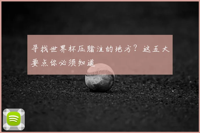 寻找世界杯压赌注的地方？这五大要点你必须知道